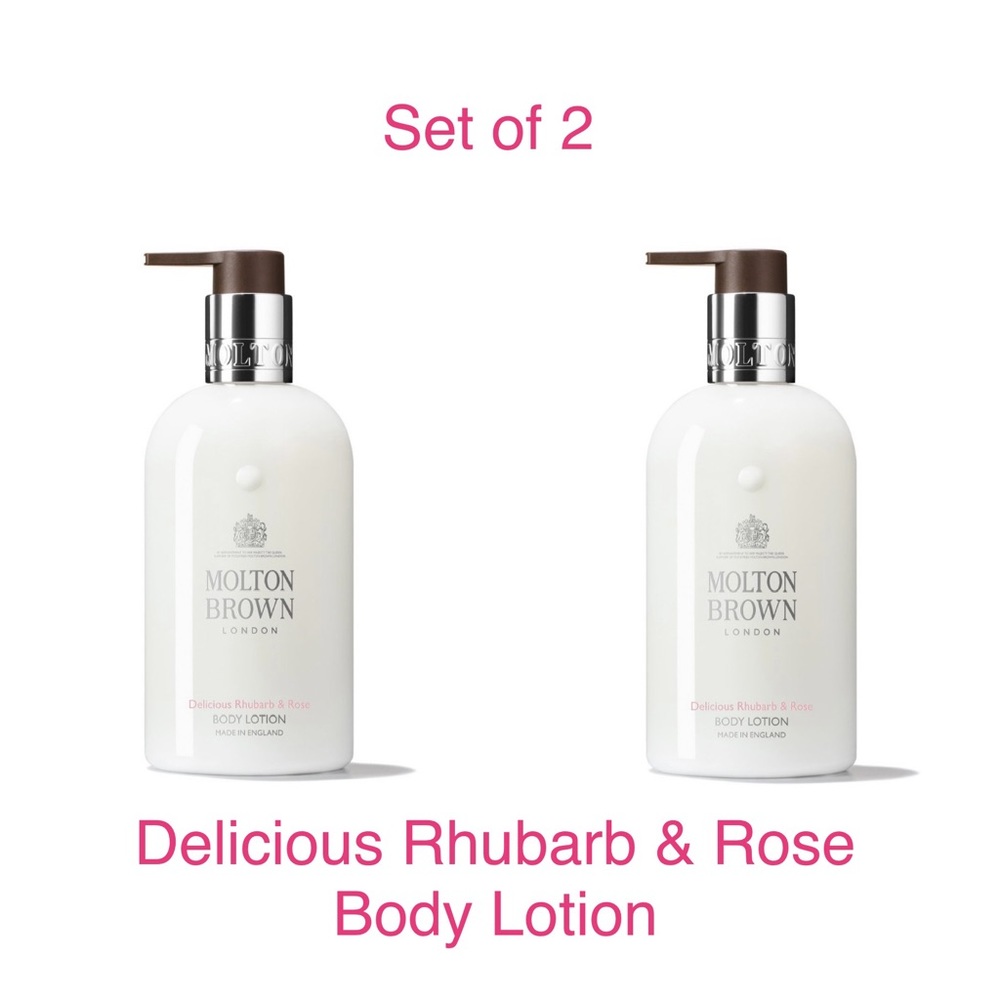Set of 2 MOLTON BROWN Delicious Rhubarb & Rose BODY Lotion 10 f1 oz